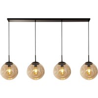 Punch 4-Licht-Bar-Pendelleuchte, Schwarz, Champagnerfarbenes gestanztes Glas - Searchlight von SEARCHLIGHT