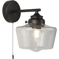 School House 1 Light Wandleuchte, Schwarz, Opalglas IP44 - Searchlight von SEARCHLIGHT