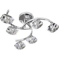 Sculptured Ice - 6 Light Semi Flush Multi Arm Deckenleuchte Chrom und K9 Glas, G9 - Searchlight von SEARCHLIGHT