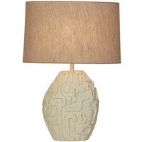 Searchlight Adelaide Tischlampe mit 1 Licht, cremefarbenes Kunstharz mit weißem Leinenschirm von SEARCHLIGHT