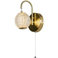 Searchlight Allure Wandleuchte aus satiniertem Messing und klarem Acryl von SEARCHLIGHT