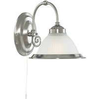 Searchlight American Diner - 1 Licht Wandleuchte Satin Silber mit Acid Ribbed Glass Shade, E27 Searchlight American Diner - 1 Licht Wandleuchte Satin Silber mit Acid Ribbed Glass Shade, E27 von SEARCHLIGHT