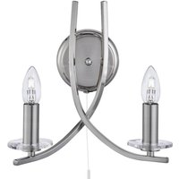 Searchlight Ascona - 2 Licht Innenglas Kerze Wandleuchte Satin Silber, E14 Searchlight Ascona - 2 Licht Innenglas Kerze Wandleuchte Satin Silber, E14 von SEARCHLIGHT