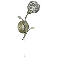 Searchlight Bellis - 1 Licht Innenblumen Design Glas Wandleuchte Schwarz Antik Messing, G9 von SEARCHLIGHT