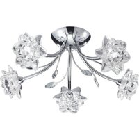 Searchlight Bellis - 5 Light Semi Flush Multi Arm Flower Design Deckenleuchte Chrom und Glas, G9 von SEARCHLIGHT