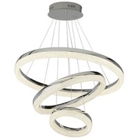 Searchlight - Circle LED-Deckenleuchte mit 3 Ringen, Chrom, Crushed Ice 4000K von SEARCHLIGHT