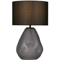 Searchlight Devon 1-flammige Tischlampe, schwarzes Lochglas mit schwarzem Leinen von SEARCHLIGHT