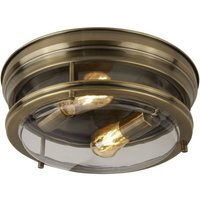 Searchlight - Edinburgh - 2 Licht Badezimmer Flush Deckenleuchte Antik Messing IP44, E27 Searchlight - Edinburgh - 2 Licht Badezimmer Flush Deckenleuchte Antik Messing IP44, E27 von SEARCHLIGHT