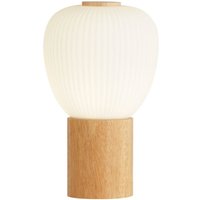 Searchlight Ella Tischlampe aus Holz und geripptem Opalglas von SEARCHLIGHT