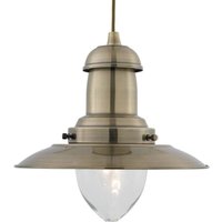 Searchlight - Fisherman - 1 Light Dome Deckenanhänger Antik Messing, Klarglas Medium, E27 Searchlight - Fisherman - 1 Light Dome Deckenanhänger Antik Messing, Klarglas Medium, E27 von SEARCHLIGHT