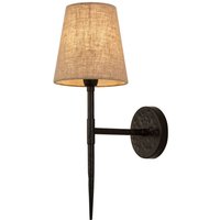 Searchlight Gothic Wandleuchte aus gehämmertem Schwarz, Naturleinen Searchlight Gothic Wandleuchte aus gehämmertem Schwarz, Naturleinen von SEARCHLIGHT