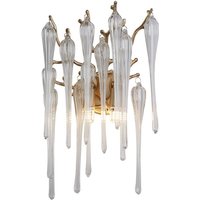 Searchlight Heritage Wandlampe mit 2 Lichtern, goldenes Metall und Tropfen aus klarem Glas Searchlight Heritage Wandlampe mit 2 Lichtern, goldenes Metall und Tropfen aus klarem Glas von SEARCHLIGHT