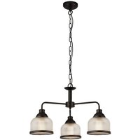 Searchlight Highworth 3-flammige Pendelleuchte aus schwarzem Glas im Holophane-Stil Searchlight Highworth 3-flammige Pendelleuchte aus schwarzem Glas im Holophane-Stil von SEARCHLIGHT