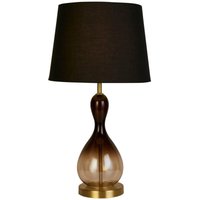 Searchlight Marakesh Tischlampe mit 1 Licht, satiniertes Messing, Metall, schwarzes Ombre-Glas von SEARCHLIGHT