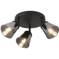 Searchlight - Mega 3-flammiger runder Strahler, schwarzes Metall mit Rauchglas von SEARCHLIGHT