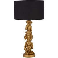 Searchlight Monkey 3 Wise Tischlampe aus goldenem Kunstharz und schwarzem Schirm Searchlight Monkey 3 Wise Tischlampe aus goldenem Kunstharz und schwarzem Schirm von SEARCHLIGHT