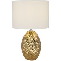 Searchlight Nadine Tischlampe aus Keramik in Gold und cremefarbenem Stoffschirm Searchlight Nadine Tischlampe aus Keramik in Gold und cremefarbenem Stoffschirm von SEARCHLIGHT