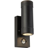 Outdoor - 2 Light Outdoor Up Down Wandleuchte Schwarz mit PIR-Sensor IP44, GU10 - Searchlight von SEARCHLIGHT