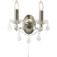 Searchlight Paris - 2 Light Indoor Candle Wandleuchte Satin Silber, klar mit Kristallglas, E14 Searchlight Paris - 2 Light Indoor Candle Wandleuchte Satin Silber, klar mit Kristallglas, E14 von SEARCHLIGHT