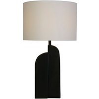 Searchlight Perth 1-flammige Tischlampe, mattschwarzes Kunstharz und weißer Leinenschirm von SEARCHLIGHT