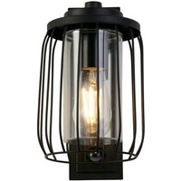 Searchlight Reed 1-flammige Wandleuchte mit PIR, Schirm aus schwarzem Metall und PC von SEARCHLIGHT