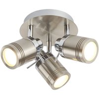 Searchlight Samson - 3 Licht Badezimmer Deckenstrahler Satin Silber IP44, GU10 von SEARCHLIGHT
