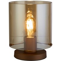 Searchlight Sweden 1-flammige Tischlampe, Metall in Mokka mit bernsteinfarbenem Glas von SEARCHLIGHT