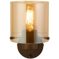Searchlight Sweden 1-flammige Wandleuchte, Metall in Mokka und bernsteinfarbenes Glas von SEARCHLIGHT