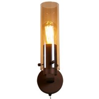 Searchlight Sweden II 1-flammige Wandleuchte, Metall in Mokka und bernsteinfarbenes Glas Searchlight Sweden II 1-flammige Wandleuchte, Metall in Mokka und bernsteinfarbenes Glas von SEARCHLIGHT