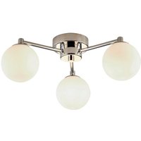 Searchlight Tiberius Deckenleuchte mit 3 Lichtern, Chrommetall und weißes Milchglas von SEARCHLIGHT