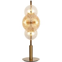Searchlight - Wagon Wheel Tischlampe mit 6 Leuchten, bronzefarbenes, bernsteinfarbenes Glas von SEARCHLIGHT