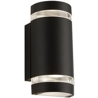 Sheffield Gebogener Wandhalter für 2 Leuchten für den Außenbereich, schwarz, klarer Diffusor IP44 2700K - Searchlight Sheffield Gebogener Wandhalter für 2 Leuchten für den Außenbereich, schwarz, klarer Diffusor IP44 2700K - Searchlight von SEARCHLIGHT