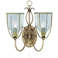 Silhouette - 2 Licht Innenwandleuchte Antik Messing mit Seed Glass Shades, E14 - Searchlight von SEARCHLIGHT