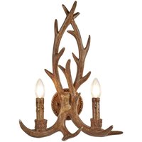 Stag - 2 Licht Innenkerze Wandleuchte Rustikal Braun, E14 - Searchlight von SEARCHLIGHT