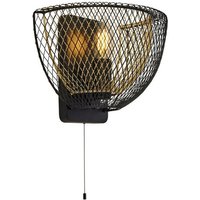 Suchscheinwerfer Honeycomb 1 Light Double Layered Mesh Wandleuchte - Schwarz außen mit Gold innen von SEARCHLIGHT