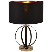 Searchlight - Tischlampe Schwarz, Gold mit schwarzem Schirm, Gold innen von SEARCHLIGHT