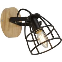 Vision Cage Runde Wandleuchte, Mattschwarz & Holz Vision Cage Runde Wandleuchte, Mattschwarz & Holz von SEARCHLIGHT