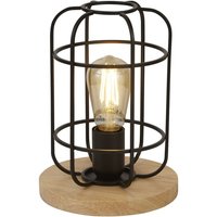 Vision Cage Tischlampe, Mattschwarz & Holz von SEARCHLIGHT