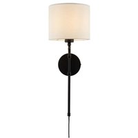 Wandlampe Wandleuchte Flurlampe schwarz Textil Schlafzimmerleuchte natur H 56 cm von SEARCHLIGHT