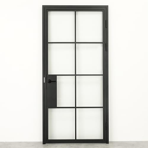 SEART Loft-Glastüren innen Türenset mit Griff für Büro, Bad, Kleiderschrank, Speisekammer Akron (Transparentes Glas, rechts) 80x200 cm von SEART
