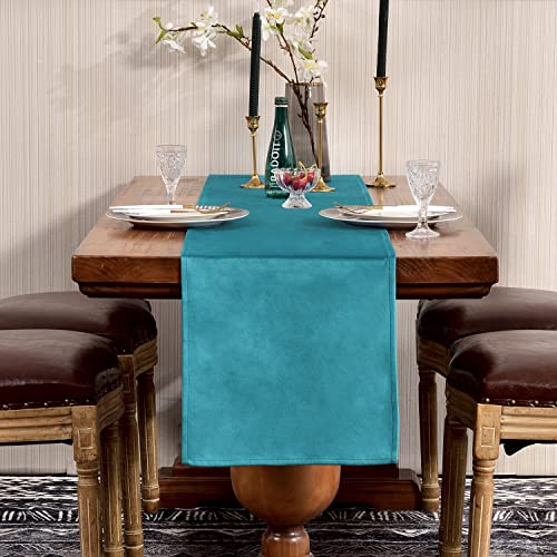 SEASHORE TREE Hochwertiger Tischläufer Tischwäsche Uni einfarbig Pflegeleicht Tischläufer Samtig Farbe & Größe Wählbar Blau 35 x 180cm von SEASHORE TREE