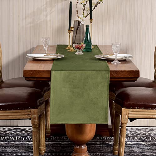 SEASHORE TREE Hochwertiger Tischläufer Tischwäsche Uni einfarbig Pflegeleicht Tischläufer Samtig Farbe & Größe Wählbar Hellgrün 35 x 180cm von SEASHORE TREE