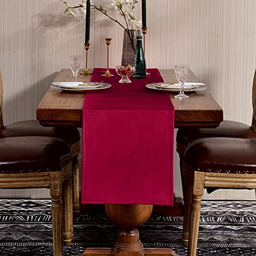 SEASHORE TREE Hochwertiger Tischläufer Tischwäsche Uni einfarbig Pflegeleicht Tischläufer Samtig Farbe & Größe Wählbar Rot 35 x 240cm von SEASHORE TREE