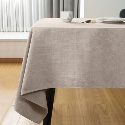 SEASHORE TREE Tischdecke Leinen Leinenoptik Tischdecke Abwaschbar Tischtuch Leinen Tischläufer Tischwäsche Eckig Wasserdicht Beige 120 x 120 cm von SEASHORE TREE