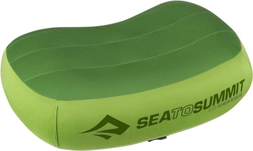 Sea to Summit - Aeros Ultralight Deluxe Reisekissen R - Leicht zum Aufblasen - rutschfest - Ultra-SIL Reißverschluss-Tasche - Camping & Fahrradtouren - 34 x 24 x 11cm - Lime Green - 79g von Sea to Summit