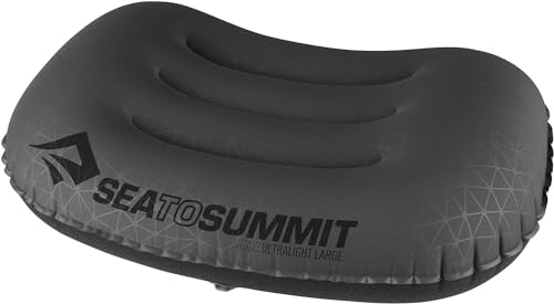Sea to Summit - Aeros Ultralight Reisekissen L - Konturiert & leicht zum Aufblasen - Polyestergewebe 20D - rutschfest - Ultraleicht für Wanderungen - 44 x 32 x 14 cm - Grey - 70 g von Sea to Summit