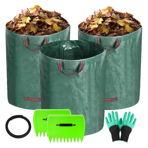 SEATOGEM 3 X 272L Gartenabfallsäcke mit Griffen, Wiederverwendbare Gartensack Laubsack, Abfallsäcke mit Laubfallen und Handschuhen, Faltbar, Wasserdicht SEATOGEM 3 X 272L Gartenabfallsäcke mit Griffen, Wiederverwendbare Gartensack Laubsack, Abfallsäcke mit Laubfallen und Handschuhen, Faltbar, Wasserdicht von SEATOGEM