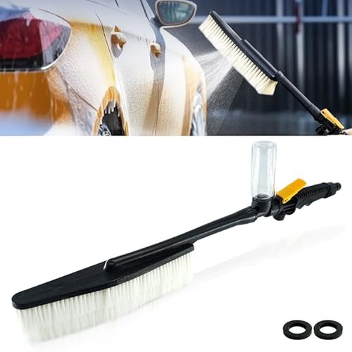SEATOGEM Autowaschbürste, Wassersprühbürste mit Automatische Schaum, Waschbürste mit Wassersprühfunktion und Schlauchanschluss, Felgenbürste für Autos, Die Bürste mit Weichen Borsten Reinigt Sanft von SEATOGEM