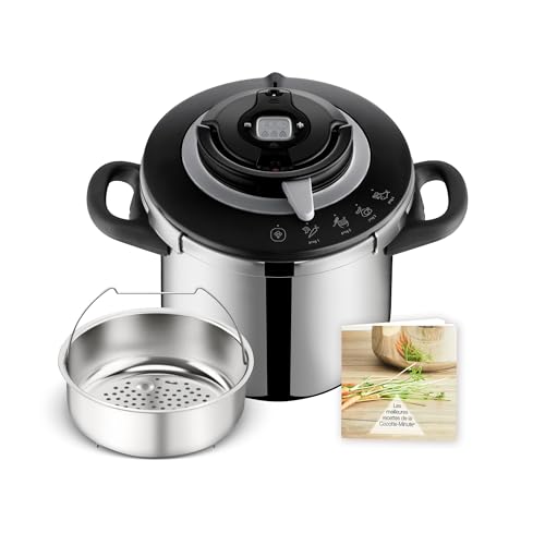 SEB Clipso+ Chef 10 l Schnellkochtopf, 7-10 Personen, Induktion, 4-Kochprogramme, Öffnen und Schließen des Deckels mit einer Hand, P4551500 von SEB