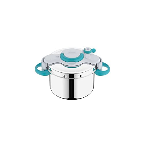 Seb 6 l Pressure Cooker, Induktion, Edelstahl, Pressure Cooker, Klappgriffe, 100 Rezepte, Booklet, Made in France, ClipsoMinut'easy+ Blue P4900716 von SEB